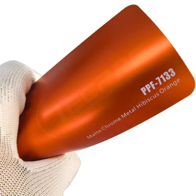 PPF-7133 Mat Chrome Metal Hibiscus Orange Color Protective Paint Film dla obrażeń samochodów